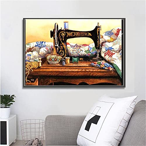 Nähmaschine Diamond Painting Set, 5D Diamant Painting Bilder Erwachsene Kinder DIY Mosaikherstellung Zubehör Voll Set, Diamant Malerei Art Craft für Home Wand Décor Gemälde Geschenk 30x40cm Z-1758 von Fheeao