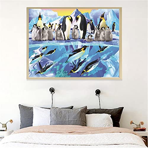 Pinguin-Familie Diamond Painting Set, 5D Diamant Painting Bilder Erwachsene Kinder DIY Mosaikherstellung Zubehör Voll Set, Diamant Malerei Art Craft für Home Wand Décor Gemälde Geschenk 60x90cm Z-1048 von Fheeao