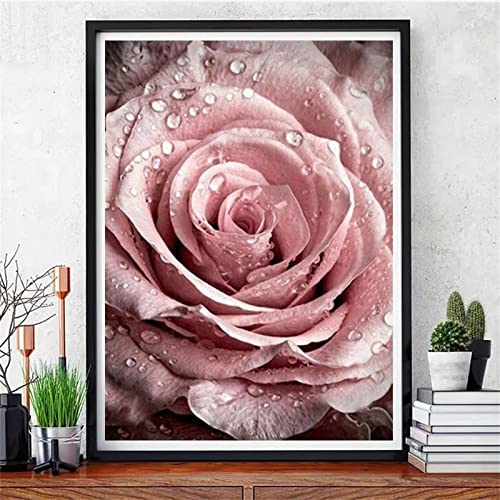 Rosa Rosen Diamond Painting Set, 5D Diamant Painting Bilder Erwachsene Kinder DIY Mosaikherstellung Zubehör Voll Set, Diamant Malerei Art Craft für Home Wand Décor Gemälde Geschenk 55x70cm Z-5583 von Fheeao