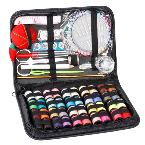 Fhioevt 130 Stück Nähgarn Set Nähset Grundausstattung mit 40 Mix Farben Nähgarn Nähkasten Nähzubehör Sewing Kit Premium Nähzeug mit Tragetasche für Anfänger Reisen Nadel und Faden Set von Fhioevt