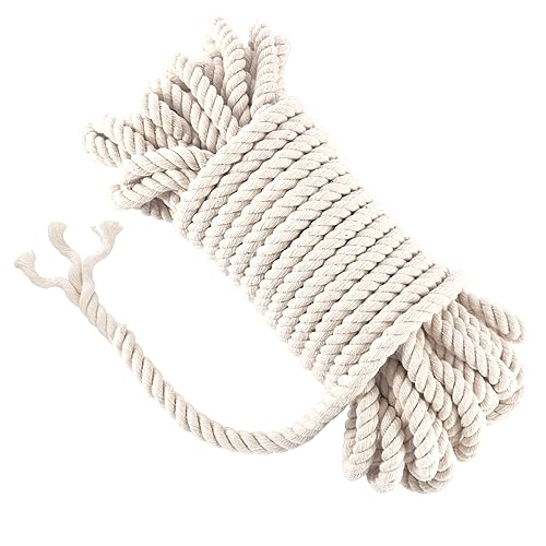 Fhioevt Baumwollkordel 8mm x 20 m Baumwollseil Dicke Kordel Macrame Cord Baumwollschnur Makramee Garn 8mm für DIY Handwerk Basteln Wand Aufhängung Strickarbeiten (Beige) von Fhioevt