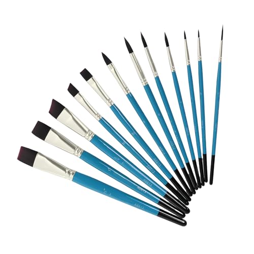 12Pcs Professionelle Pinsel Aquarell Pinsel Nylon Borsten Pinsel Für Acryl Aquarell Ölgemälde von Fhkpsqkcn