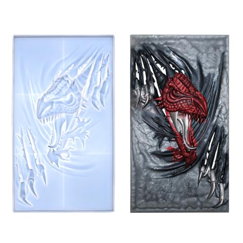 3D Fierce Dragon Wanddekoration Silikonform Handwerk Epoxidharz Formen Ornament Wohnzimmer Desktop Dekorationen von Fhkpsqkcn