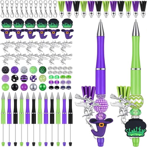 97-teiliges Perlen-Kugelschreiber-Set für Studenten, Lehrer, Abschlussfeier, Geschenk, Halloween, Partyzubehör mit Karabinerverschlüssen von Fhkpsqkcn