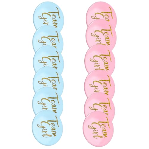 Fhkpsqkcn 12/24 Stück Baby Gender Discovery Buttons Pin Praktische Mutter und Papa To Be Geschlecht Entdeckung Party Badge Set in Weißblech von Fhkpsqkcn