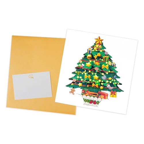 Fhkpsqkcn Einzigartige Überraschungskarte, 3D-Weihnachtsbaum-Grußkarte mit LED-Lichtern, handgefertigte Postkarte für Familie und Freunde von Fhkpsqkcn