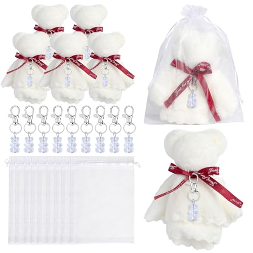 Fhkpsqkcn Plüschbärenschlüsselschüsse Vielen Dank TAGES White Organza Bags Handtücher Für Babypartys Bevorzugt Hochzeits Geburtstagsfeier Vorräte von Fhkpsqkcn