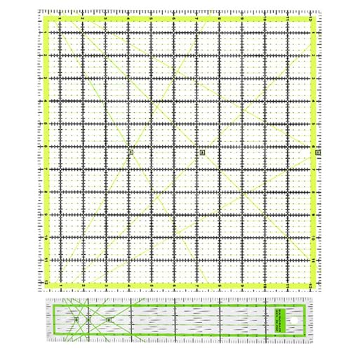 Fhkpsqkcn Quilt-Lineal, Patchwork-Lineal, quadratisch, mit farbigen Rastern, Linien, Stoffschneidelineal von Fhkpsqkcn