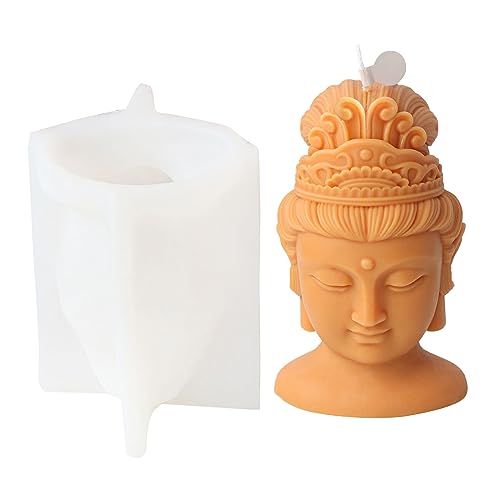 Avalokitesvara Buddha-Kopf-Silikonform für Kerzen, Gips, Epoxidharz, Tischdekorationen von Fhsqwernm