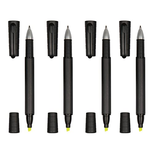 Fhsqwernm Fluoreszierender Marker, schwarzer Gelstift, 2-in-1, doppelseitiger Textmarker, schwarze Spitze, farbige Spitze für Notizen von Fhsqwernm