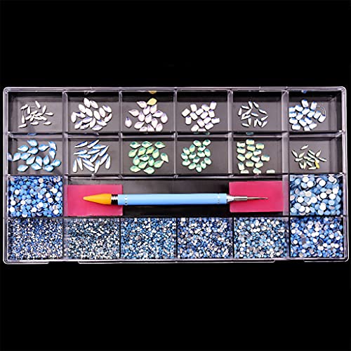 Unregelmäßige Strasssteine, verschiedene Formen, Strasssteine mit flacher Rückseite, Punktierstift und Zementglas-Kristall von Fhsqwernm