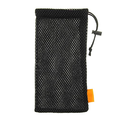 Fiacvrs Aufbewahrungstasche mit Kordelzug, Tragetasche, Schutzhülle, Nylon, Handytasche, Netzstoff, universal, tragbar, Powerbank, 14 cm, Schwarz von Fiacvrs