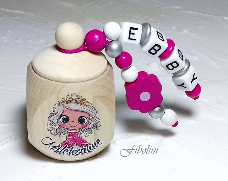 Milchzahndose "Mini Princess". Pink, Weiß, Silber, Kleine Prinzessin, Kindergarten Geschenk, Zähnchen, Meilensteine, Schultüte Inhalt, Zahn von Fibolini