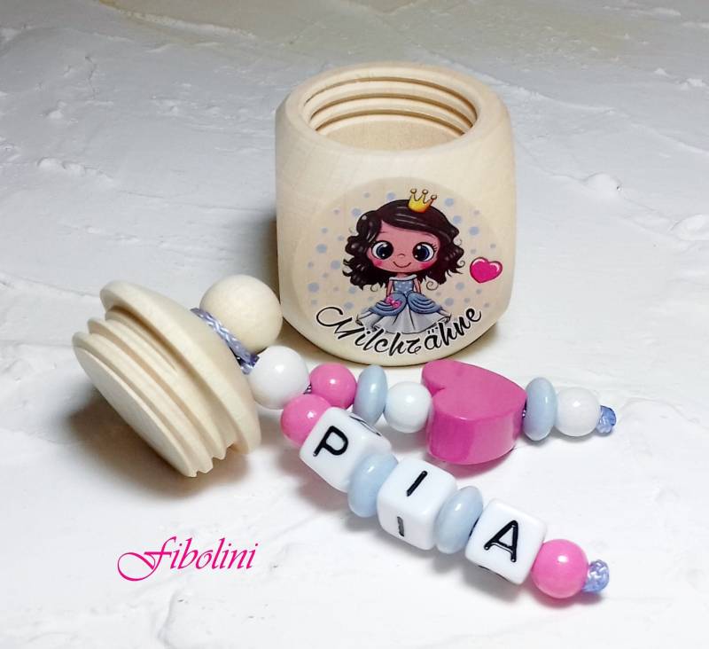 Milchzahndose "Mini Prinzessin". Zahnbox, Mädchen, Personalisiert, Wackelzahn, Geschenk Einschulung, Kindergarten, Schultüte Inhalt, Schule von Fibolini