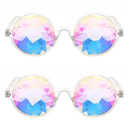 Ficher 2X Kaleidoskop Rave Festival Party Sonnenbrille Beugte Linse-Transparent von Ficher