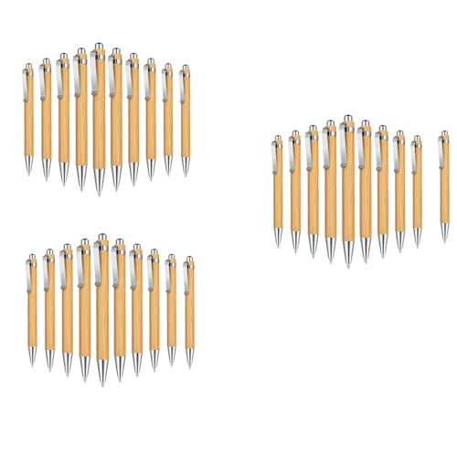Ficher 30 Stück Bambus Druckkugelschreiber Schwarze Tinte 1mm Büroprodukte Stifte Bambus Kugelschreiber Holz Kugelschreiber von Ficher