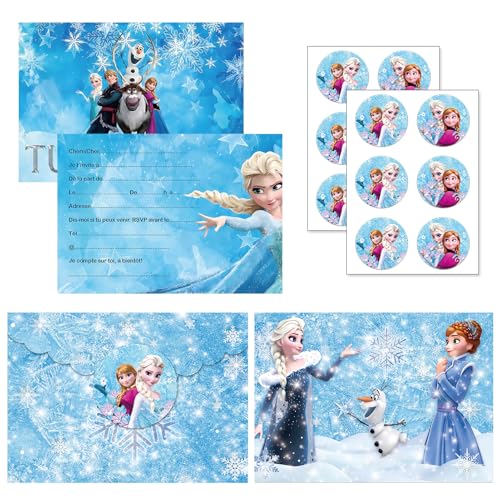 Ficlwigkis Einladungskarte Geburtstag, 12 Einladungskarten, französische Version für Kinder, Einladungen, Geburtstag, für Partys, Geburtstag, Kinder (Frozen) von Ficlwigkis