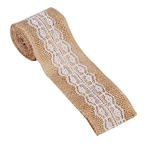 Rustikales Juteband für Hochzeiten mit Spitze – elegante Deko-Lösung für Partys und Bastelarbeiten – strapazierfähige, natürliche Jute von Fictory