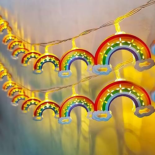 Fielegen 10 LED Regenbogen Lichterkette für Kinderzimmer Batteriebetrieben 152 cm Kinderzimmer Dekoration Lichterkette für Geburtstag Party Ornamente Urlaub Garten Dekor Herbst Winter Thema von Fielegen