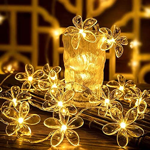 Fielegen 20 LED Kirschblüte Lichterkette 3 Meters Feenlichter Batteriebetriebene Blume Schnur Lichter Weihnachtsdekorative Lichter, Neuheit Licht für Zuhause Schlafzimmer Garten Hochzeit Party Dekor von Fielegen