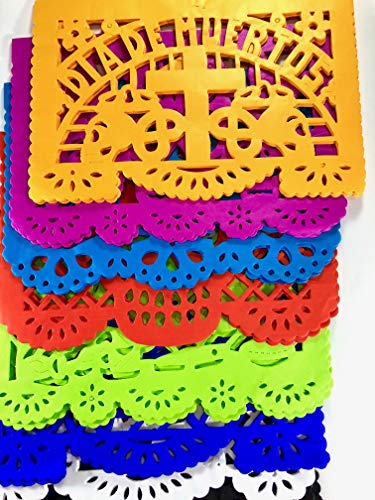 20 Frontales Set Altar de Ofrendas Supplies Kit Dia de Muertos "Day of the Dead" Dekoration buntes mittelgroßes Seidenpapier mexikanisches Papel Picado Blätter von Fiesta Brands