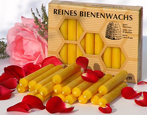 Figura Santa® BAUMKERZEN 40x Premium Kerzen aus 100% reinem BIENENWACHS - Bienenwachskerzen Geburtstagskerzen Christbaumkerzen H10 Ø1,25 cm ca. 2.5 h Brenndauer/Kerze von Figura Santa