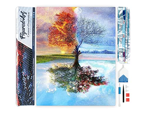 Figured'Art Diamond Painting Erwachsene 40x50cm Ganze Leinwand gerollt 4 Jahreszeiten Klassisch 5D Bilder Eckige Steine - DIY Set Basteln von Figured'Art