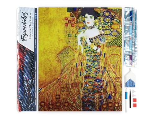 Figured'Art Diamond Painting Erwachsene 40x50cm Ganze Leinwand gerollt Adele Bloch-Bauer I 5D Bilder Eckige Steine - DIY Set Basteln von Figured'Art