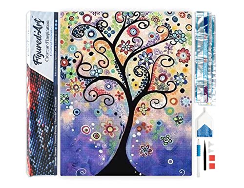 Figured'Art Diamond Painting Erwachsene 40x50cm Ganze Leinwand gerollt Baum des Lebens 5D Bilder Eckige Steine - DIY Set Basteln von Figured'Art