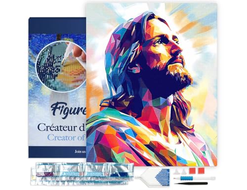 Figured'Art Diamond Painting Erwachsene 40x50cm Mit Rahmen Ganze Leinwand gespannt Strahlende Herrlichkeit Jesu 5D Bilder Eckige Steine - DIY Set Basteln von Figured'Art