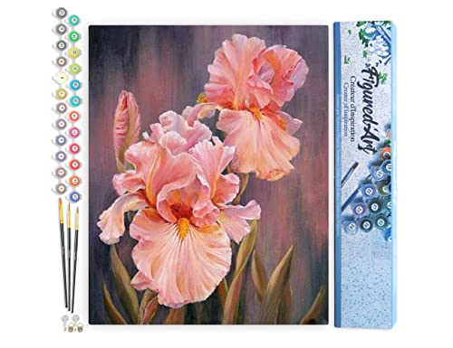 Figured'Art Malen Nach Zahlen Erwachsene Iris Blumen - Paint by Numbers Basteln DIY Bastelset 40x50cm ohne Holzrahmen von Figured'Art