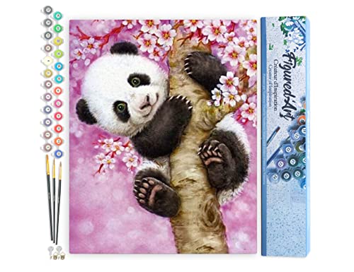 Figured'Art Malen Nach Zahlen Erwachsene Panda Baby - Paint by Numbers Basteln DIY Bastelset 40x50cm ohne Holzrahmen von Figured'Art