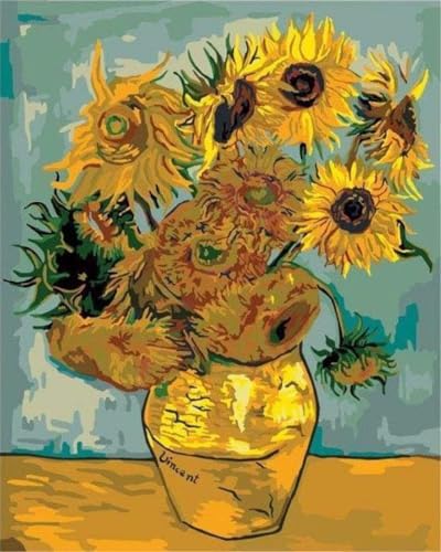 Figured'Art Vorgedrucktes Kreuzstich-Set 32x40cm - Van Gogh - Sonnenblumen - Komplett vorgedruckte Baumwoll-Aida-Leinwand 11 CT - Perfekt für Erwachsene und Anfänger von Figured'Art