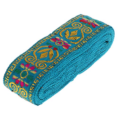 Bonarty 7M (1,77 Zoll Breit) Bunte Jacquard Stoff Bänder Nähen Vintage Craft - Blauer See, 4,5 mm x 7 m von Fiico