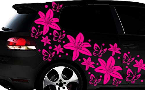 HR-WERBEDESIGN 108-teiliges LILIEN Aufkleber Hibiskus Blumen Schmetterlinge Hawaii WANDTATTOO b von Fiico