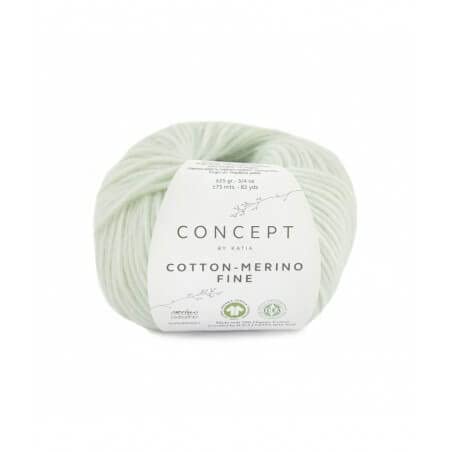 Concept 25g Cotton - Merino fine - Farbe: 84 - weißgrün - Ein voluminöses Garn aus Bio-Baumwolle und bester Merinowolle, vereint in zarter Kettenstruktur. von Fil Katia