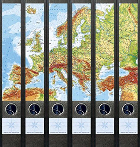 Ordnerrücken Europa Karte Landkarte Ordner Ordneraufkleber Aufkleber Deko 083 von File-Art