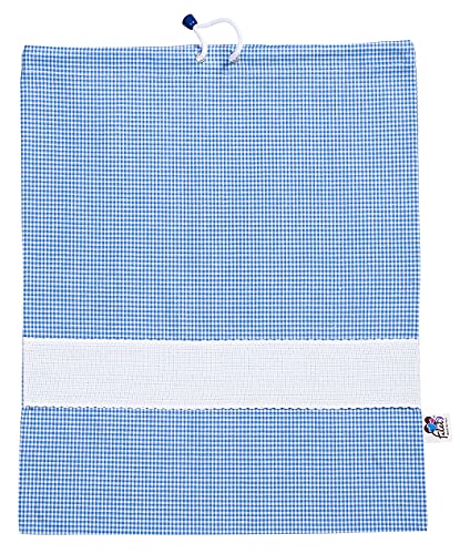 Filet - Kindergartentasche mit Hellblau und Weiß Vichy-Karodruck |Individualisierbarer Aida-Stoffbandeinsatz | Maße: 42 x 34 cm | Made in Italy von Filet