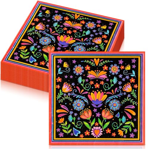 FillTouch Papierservietten, mexikanische Fiesta-Servietten, Motiv: Stechapfelblume, dekorative Dia De Los Muertos, Servietten für Cinco De Mayo Fiesta, Geschirr, mexikanischer Taco, Tag der Toten, von FillTouch