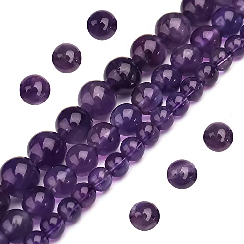 Filluck Natürliche Amethyst-Kristallperlen, 10 mm, violette Perlen, poliert, rund, glatt, heilende Edelsteinperlen für die Schmuckherstellung, 38,1 cm (Amethyst, 10 mm) von Filluck