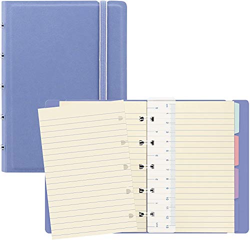 Filofax B115063U nachfüllbares Notizbuch, Taschengröße, 112 cremefarbene bewegliche Seiten Inkl. 4 Indexen (eins mit Tasche), Lesezeichen und Gummibandverschluss, Vista Blue von Filofax