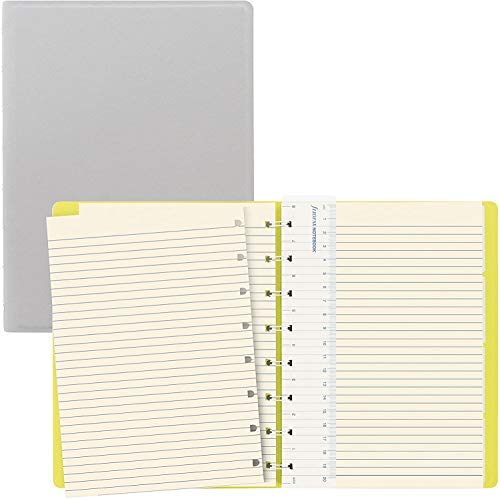 Filofax B115074U Saffiano Fluoro Notizbuch, A5, 112 bewegliche Seiten, cremefarben Inklusive 4 Indexen (eins mit Tasche) und Lesezeichen, Grau/Gelb von Filofax