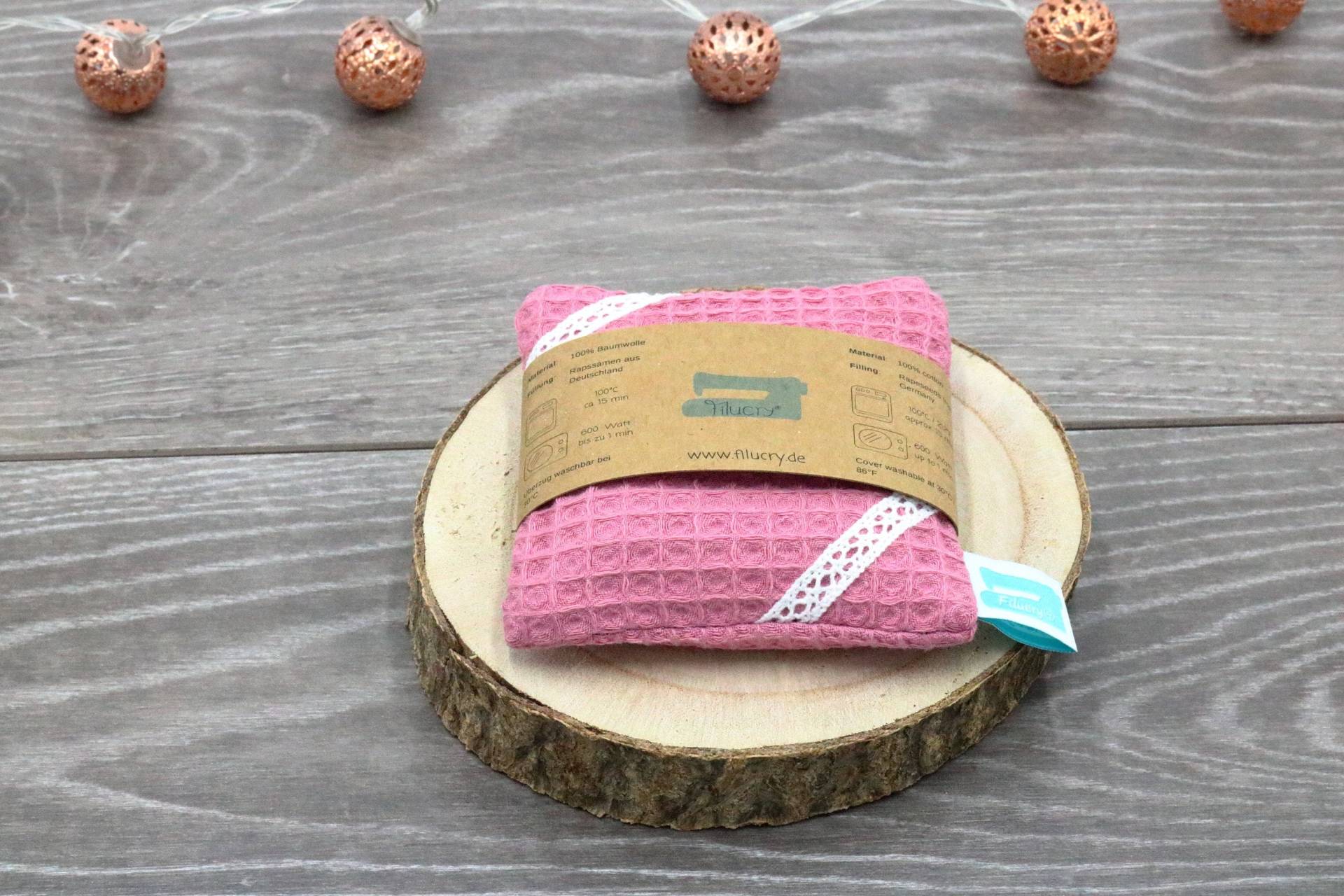 Taschenwärmer Wiederverwendbar, 10cm X 10cm, Pink, Rapssamenkissen Bezug Waschbar, Waffelpiqué Rosa Mit Borte, Waf von Filucry