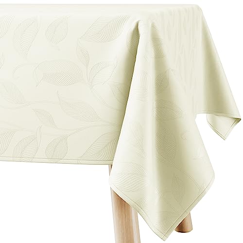 Filumi Tischdecke 100x100 cm Creme Abwaschbar Für Indoor Outdoor Pflanzenmuster Amalu von Filumi