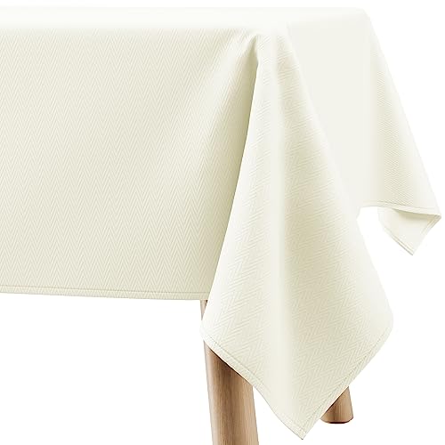 Filumi Tischdecke 110x110 cm Creme Abwaschbar Für Indoor Outdoor geometrisches Zickzackmuster Verte von Filumi