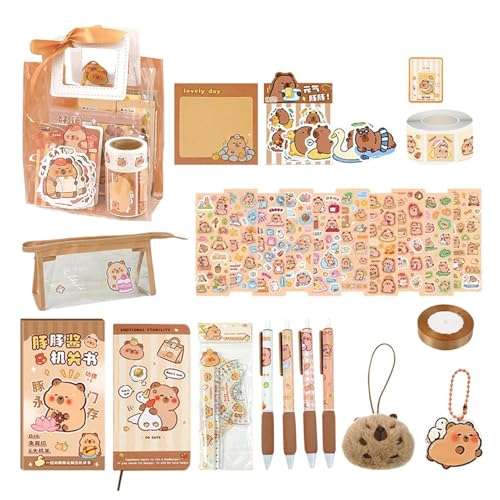 Capybara Stationery, Dolphin Stationery Set, Kids School Accessoires, Entzückenden Capybara -Themen, Lustige Und Praktische Schreibtischverzierungen, 19.5x10x17,8 Cm, Für Kinder von Filvczt