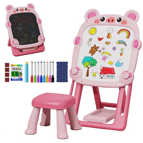 Doppelseitige Zeichenbrett, Einstellbares Magnetisches Whiteboard, Zeichnungs -Tafel Mit Doppelseitigem Design Und Einstellbarer Staffelei, 34,5 X 28 X 62 Cm, Für Kinder von Filvczt