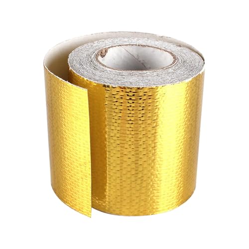 Filvczt Aluminiumfolien-Klebeband, Hitzeschildband, Autorohr-Klebeband, wasserdicht, einfache Installation, Gold/Silber für 5 cm Höhe, 5 m Länge für SUV, Wohnwagen von Filvczt