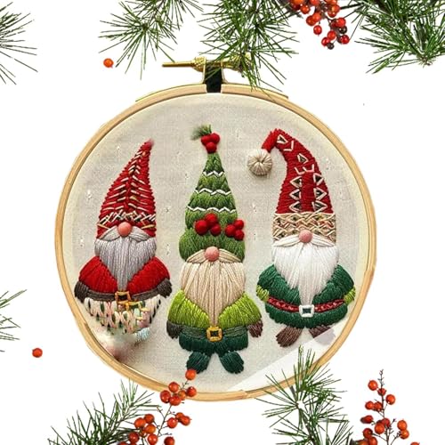 Filvczt Embroidery Christmas Patterns, Christmas Novice Embroidery Kit, Christmas Art Craft Kit, Easy Embroidery Kit, Christmas Kits, Easy To Use, Portable for Beginners von Filvczt