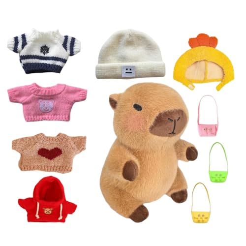 Filvczt Gefüllter Capybara, Capybara-Plüsch mit Kleidung, Capybara-weiche Puppe, langlebig, auffällig, 23 cm, für Kinder im Alter von 4–12 Jahren von Filvczt